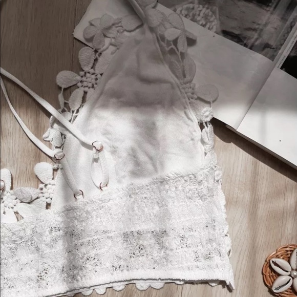 Pure Blanc Daisies Cotton Crochet Lace Bralette - Picture 11 of 11
